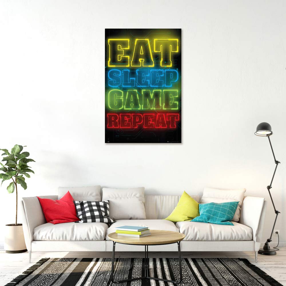 Poster Stop Online Gamers - Gaming Poster (Eat, Sleep, Game, Repeat.) (Size 24'' X 36'')