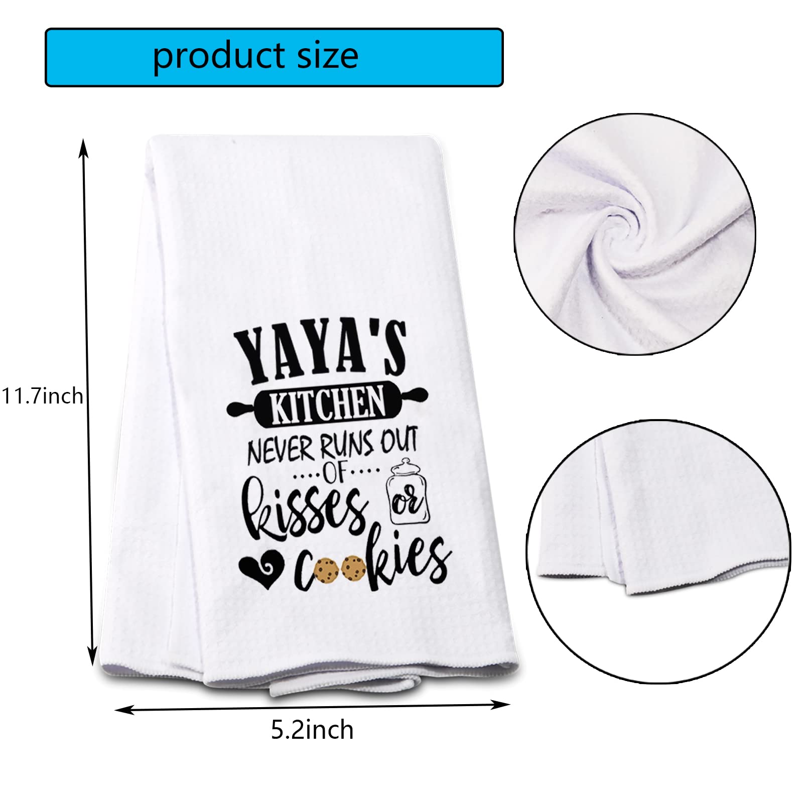 Pofull Yaya Gift Grandma Yaya'S Kitchen Never Runs Out Of Kisses And Cookies Dish Towel (Yaya Towel)