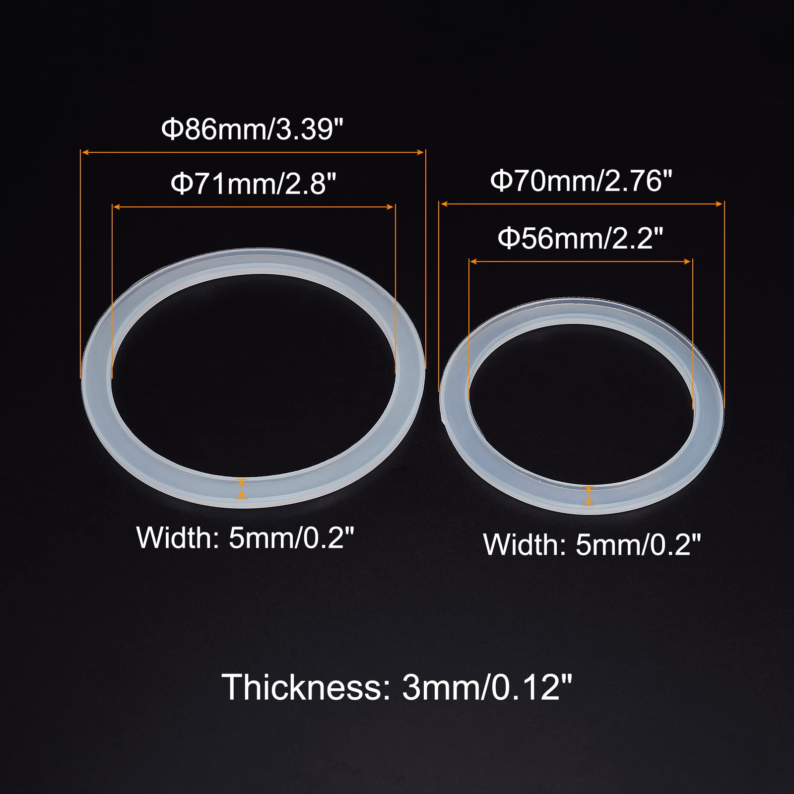 Patikil 70Mm Regular And 86Mm Wide Mouth Silicone Sealing Rings Set, 1Set/20Pack Reusable Leak-Proof Gaskets For Mason Jar Lids,