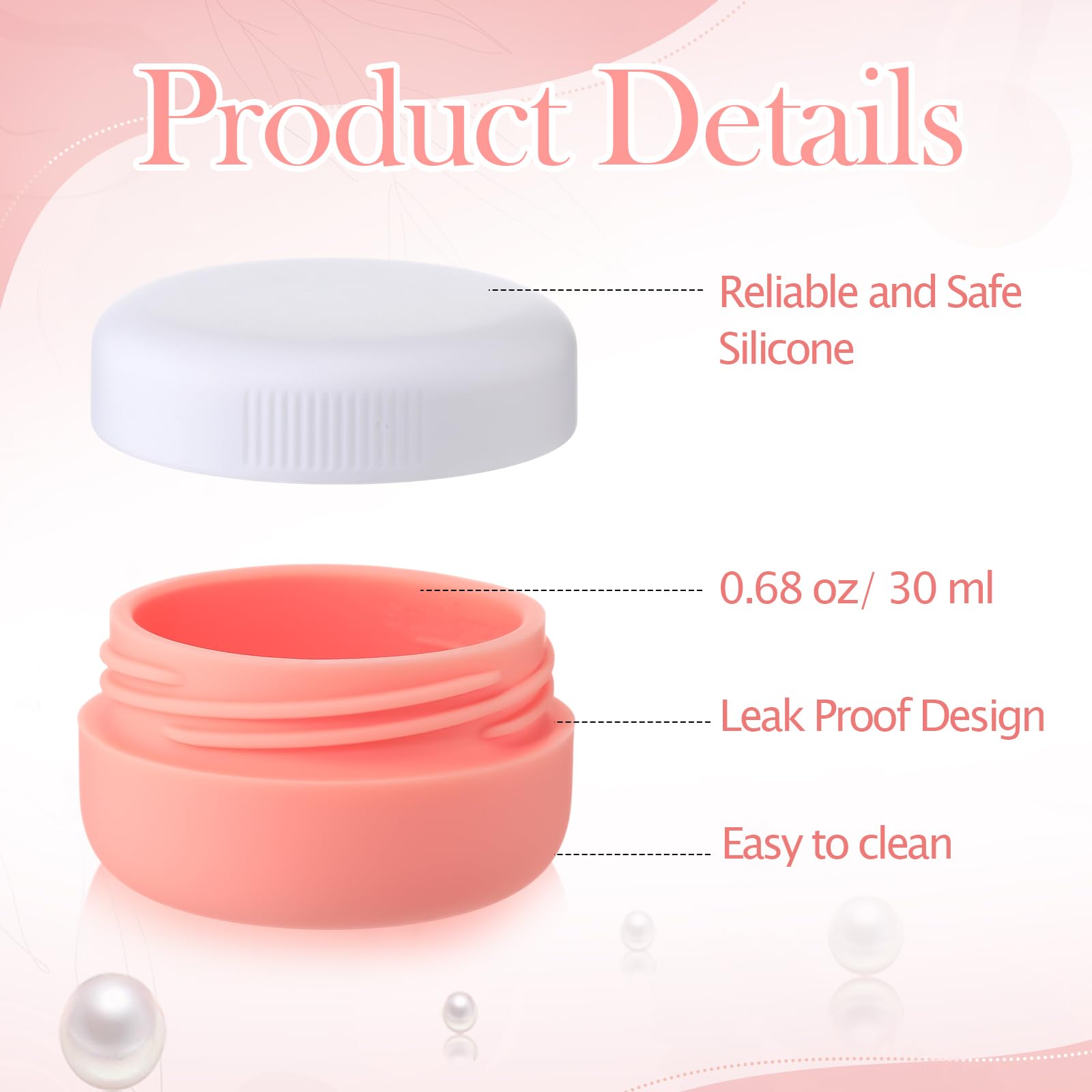 Meanplan 8 Pcs Travel Containers for Toiletries 1 Oz/ 30 ml Small Silicone Cream Jars with Lids Mini Cosmetic Jars Refillable Tr