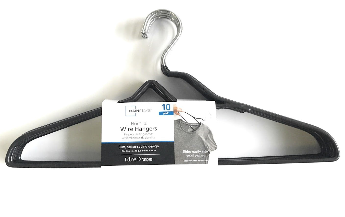Mainstays Nonslip Heavy Wire Clothes Hangers, 10 Count Black