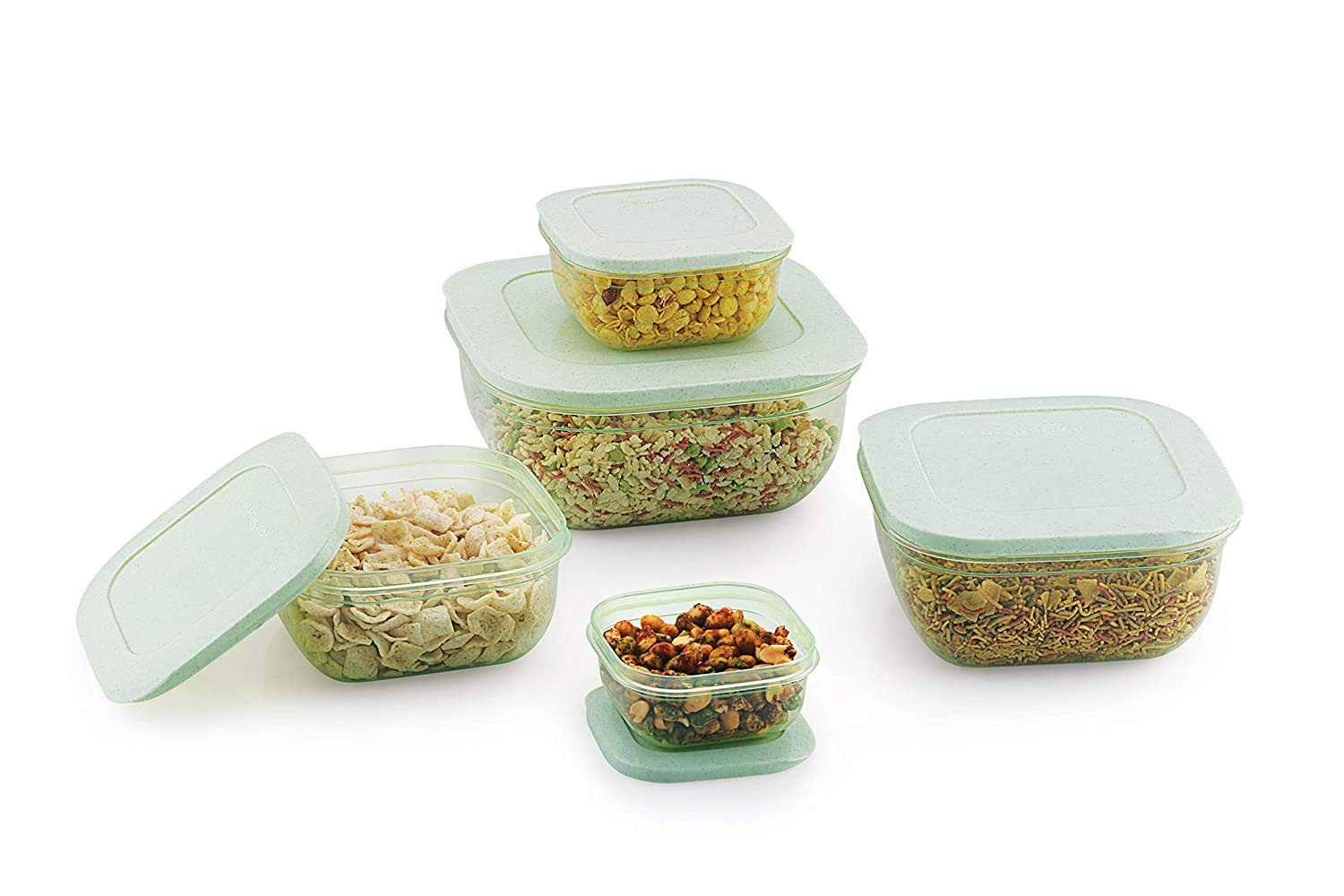 Luxafare Space Saver Plastic Food Storage Containers For Kitchen And Fridge,Container For Rice, Dal, Atta, Flour, Cereals, Snack