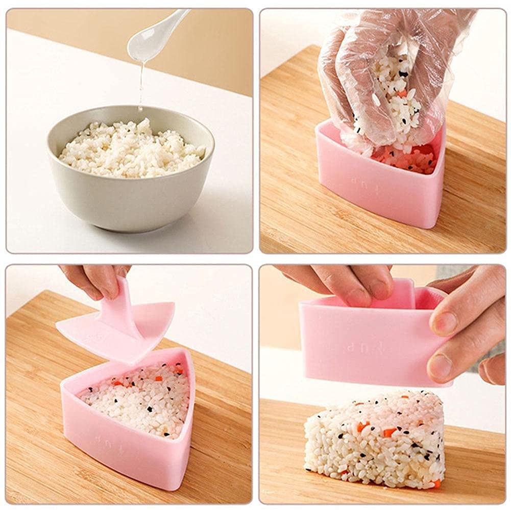 Hiyi Triangle Onigiri Sushi Mold Press Molds Non Stick Sushi Making Kit 1 Each Large & Small Diy Rice Ball Maker Mold Sets, Sush