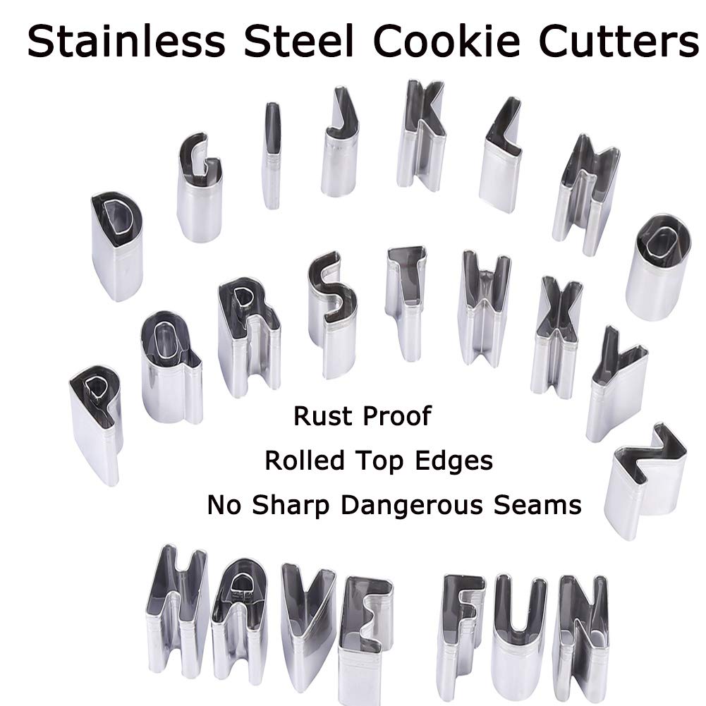 26Pcs Alphabet Cookie Cutters Set Small Stainless Steel Letter Molds For Baking, Pastry, Fondant, Donuts Biscuit, Fruit, Cake De