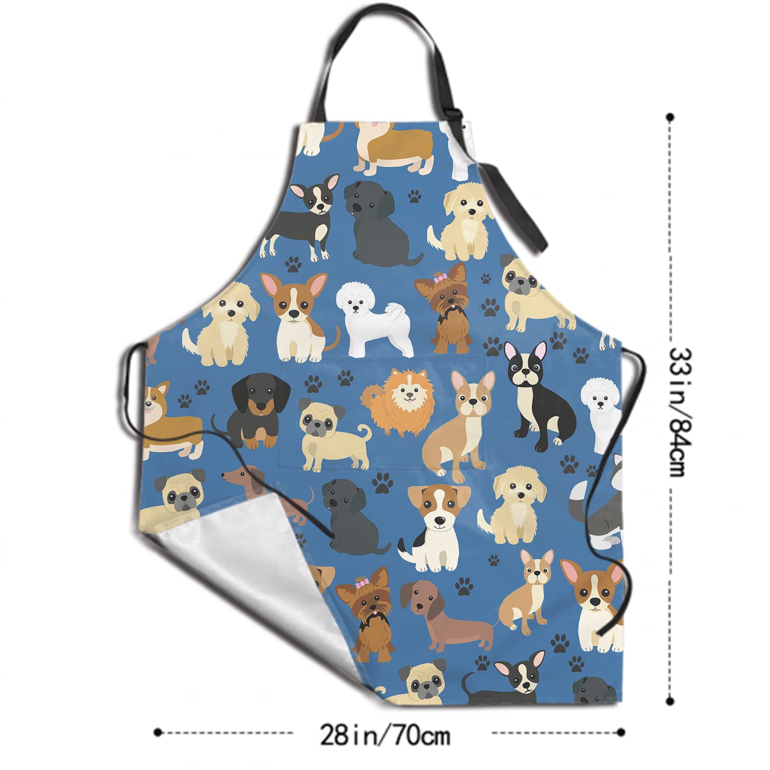Sweetshow Cute Dogs Pets Apron With 2 Pockets And Adjustable Neck Waterproof Stain Resistant Dog Paw Dog Grooming Apron Apron Fo