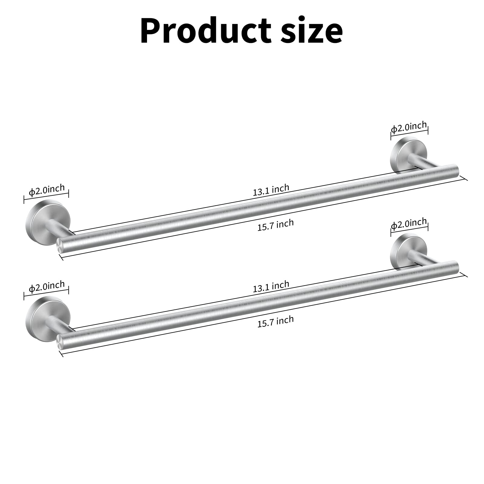 Cilee 2 Pieces Brushed Nickel Bathroom Towel Bar, 16 Inch Double Towel Racks,Bathroom Towel Holder Towel Hanger For Bathroom Sta