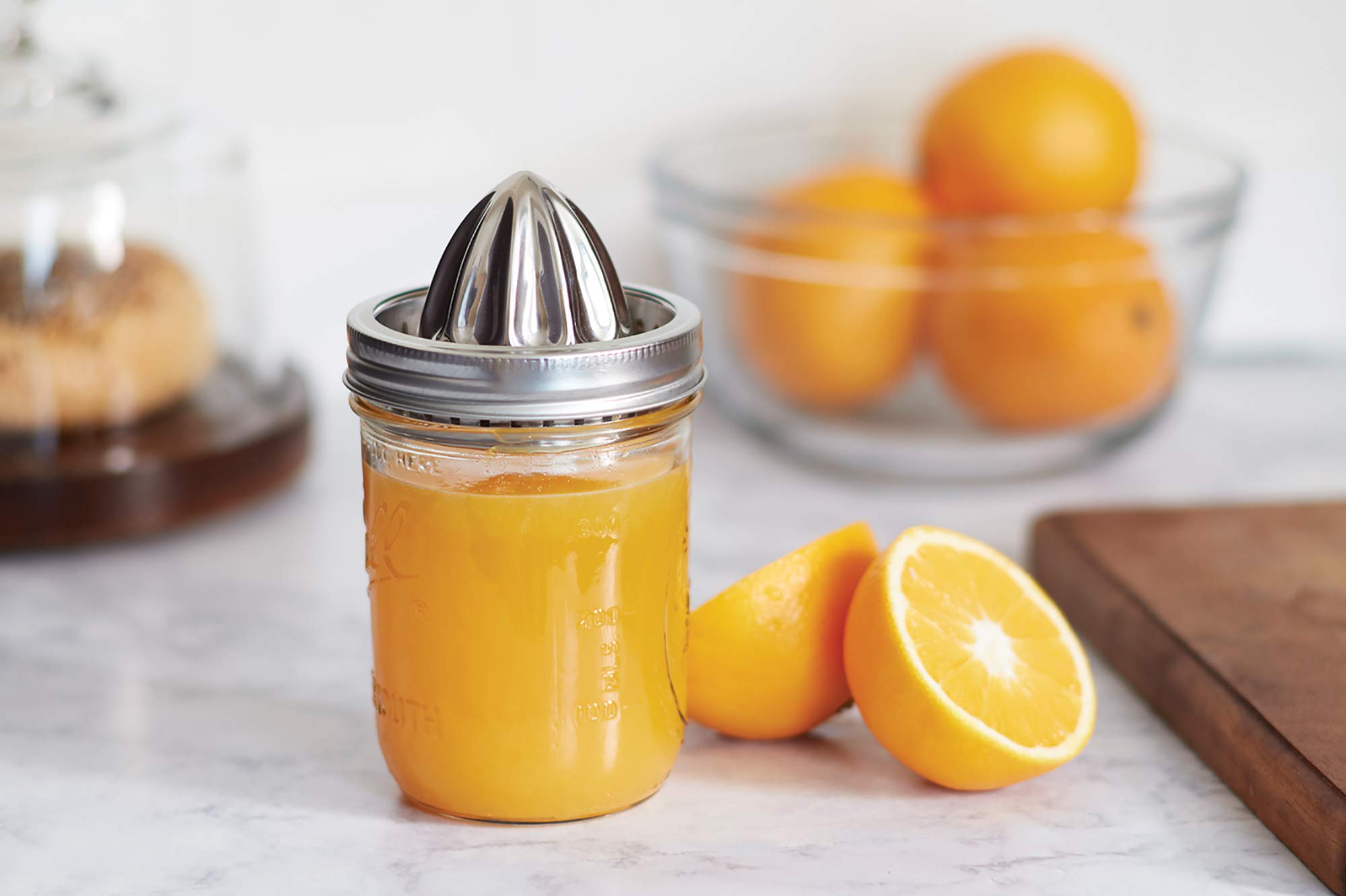 Jarware - 82654 Jarware Stainless Steel Citrus Juicer Lid For Mason Jars, Wide-Mouth, Metallic