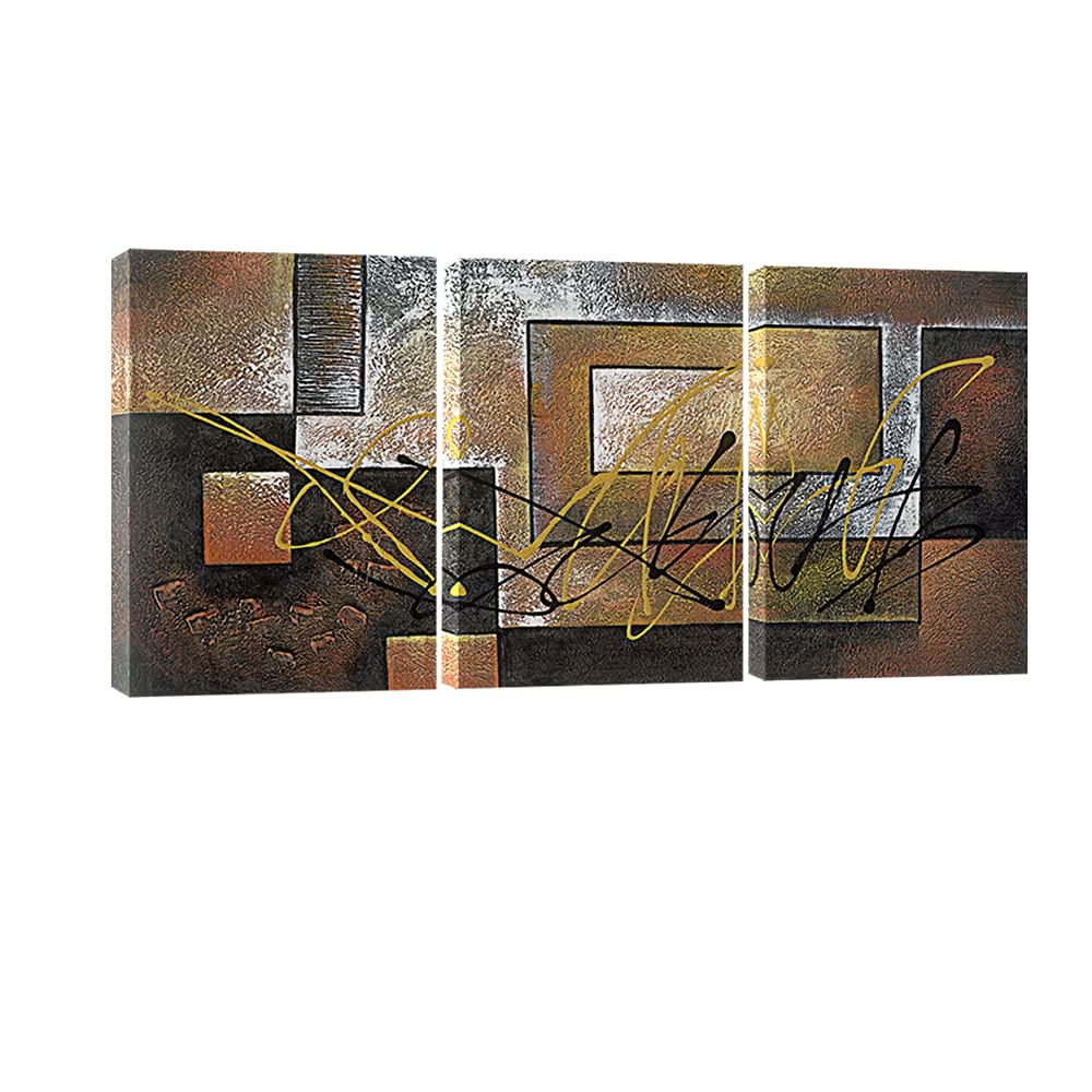 Pyradecor Modern 3 Piece Canvas Prints Abstract Brown Landscapes Pictures Paintings On Canvas Wall Art Work For Living Room Bedr