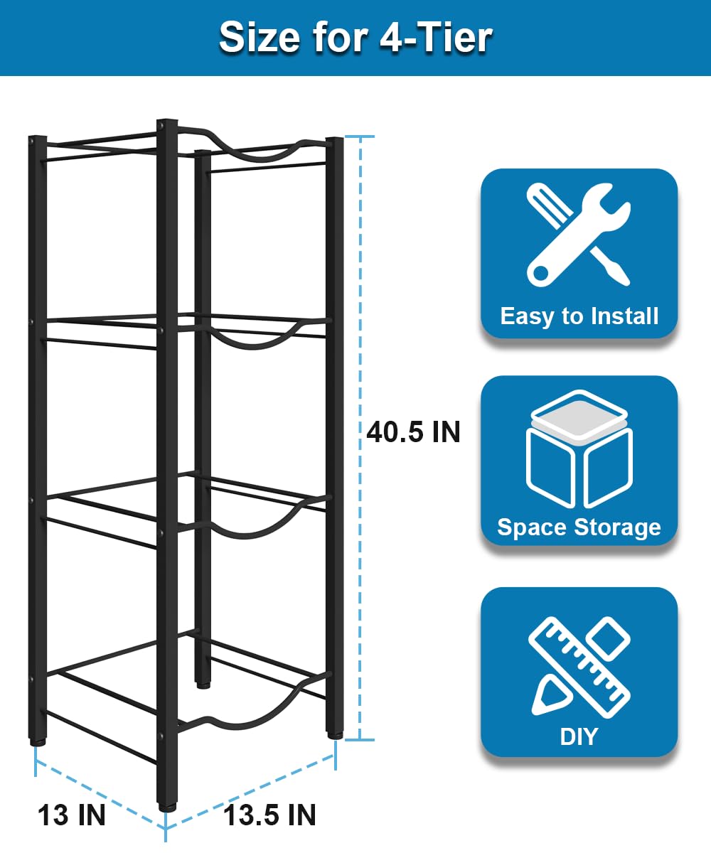 Mocomax 5 Gallon Water Jug Rack, 4 Tier Detachable Water Bottle Holder Storage Organizer Shelf, Heavy Duty Water Jug Dispenser S