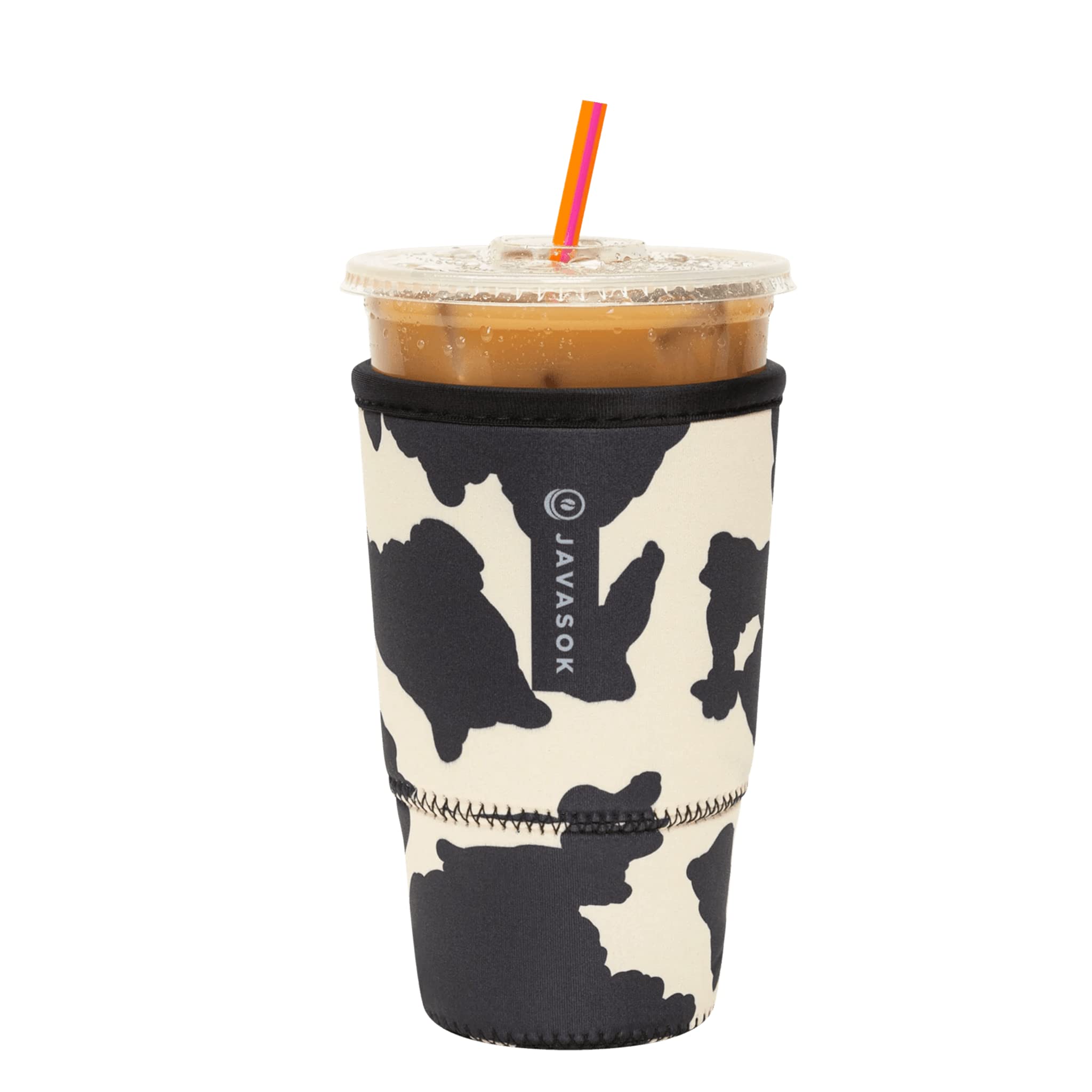 Sok It Java Sok Iced Coffee & Cold Soda Insulated Neoprene Cup Sleeve (Cow Print, Large: 30-32oz)