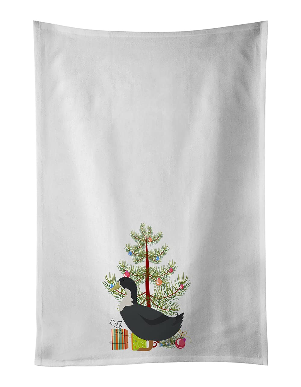Blue Swedish Duck Christmas White Kitchen Towel Set of 2
