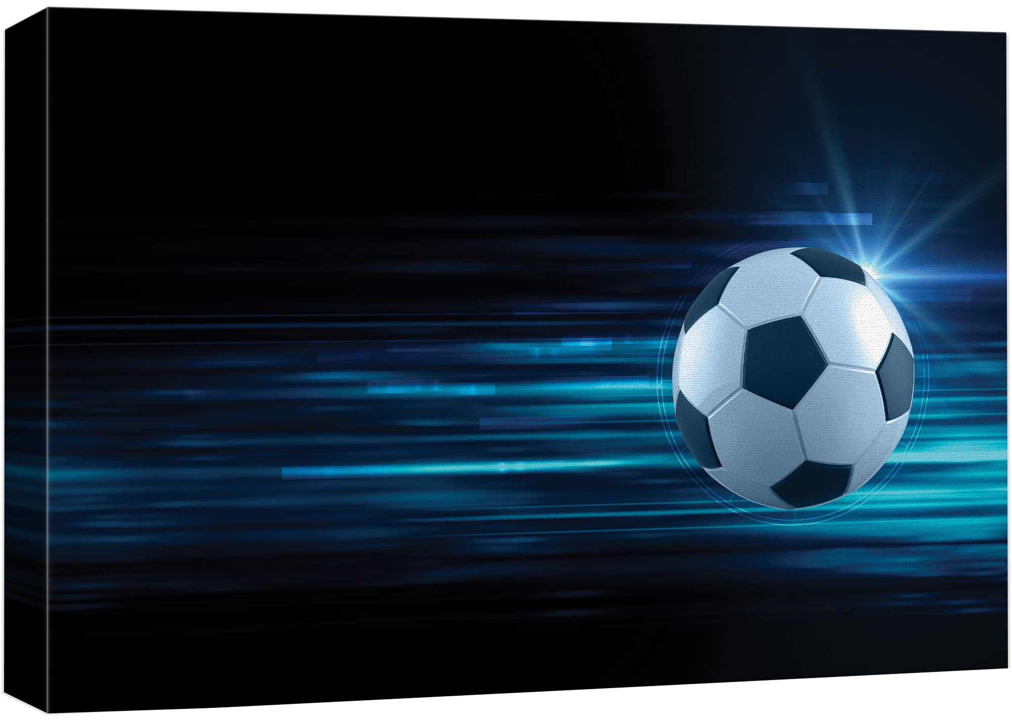 Wall26 Canvas Print Wall Art Soccer Ball On Blue Abstract Background Sports Athletes Photography Realism Contemporary Scenic Urb
