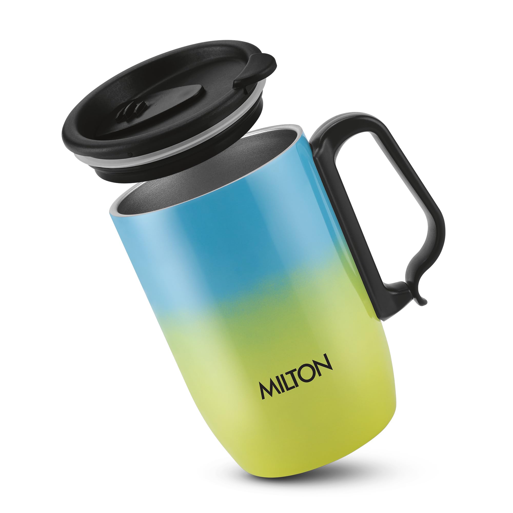 MILTON Horizon Coffee Mug 350 Double Walled Non  Insulated | 350 ml Inner Stainless Steel Tea Mug with Lid & Handle | Hot & Col