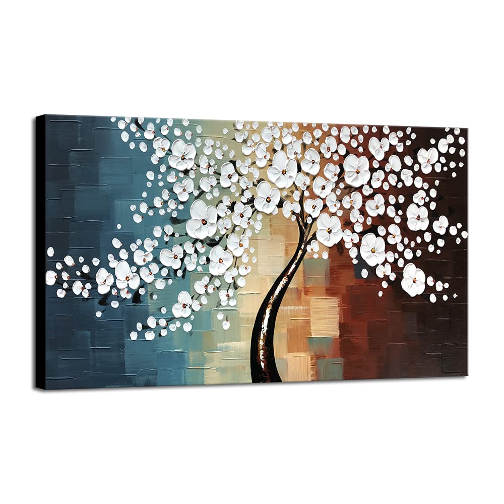 Wieco Art Blooming Life Extra Large Abstract Floral Oil Paintings On Canvas Wall Art For Living Room Bedroom Home Decorations Mo