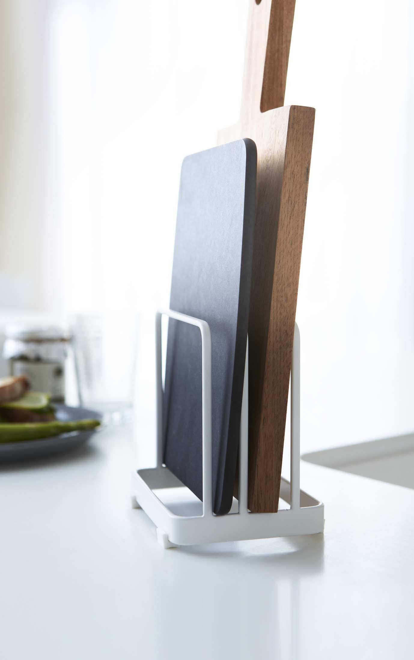 Yamazaki Home Plate Cutting Board Stand - Kitchen Storage Rack Holder Organizer