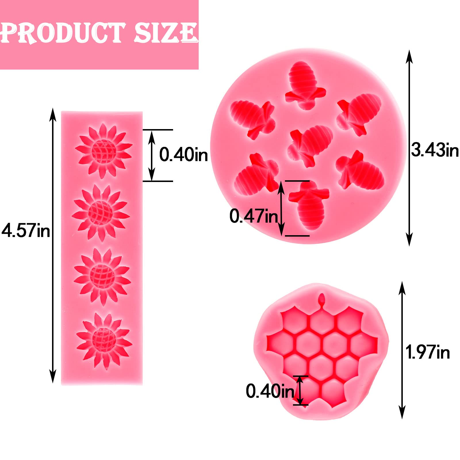 4Pieces Sunflower Honeycomb And Bee Theme Cake Silicone Mold Set For Cake Decoration Cupcake Toppers Diy Chocolate Fondant Candy