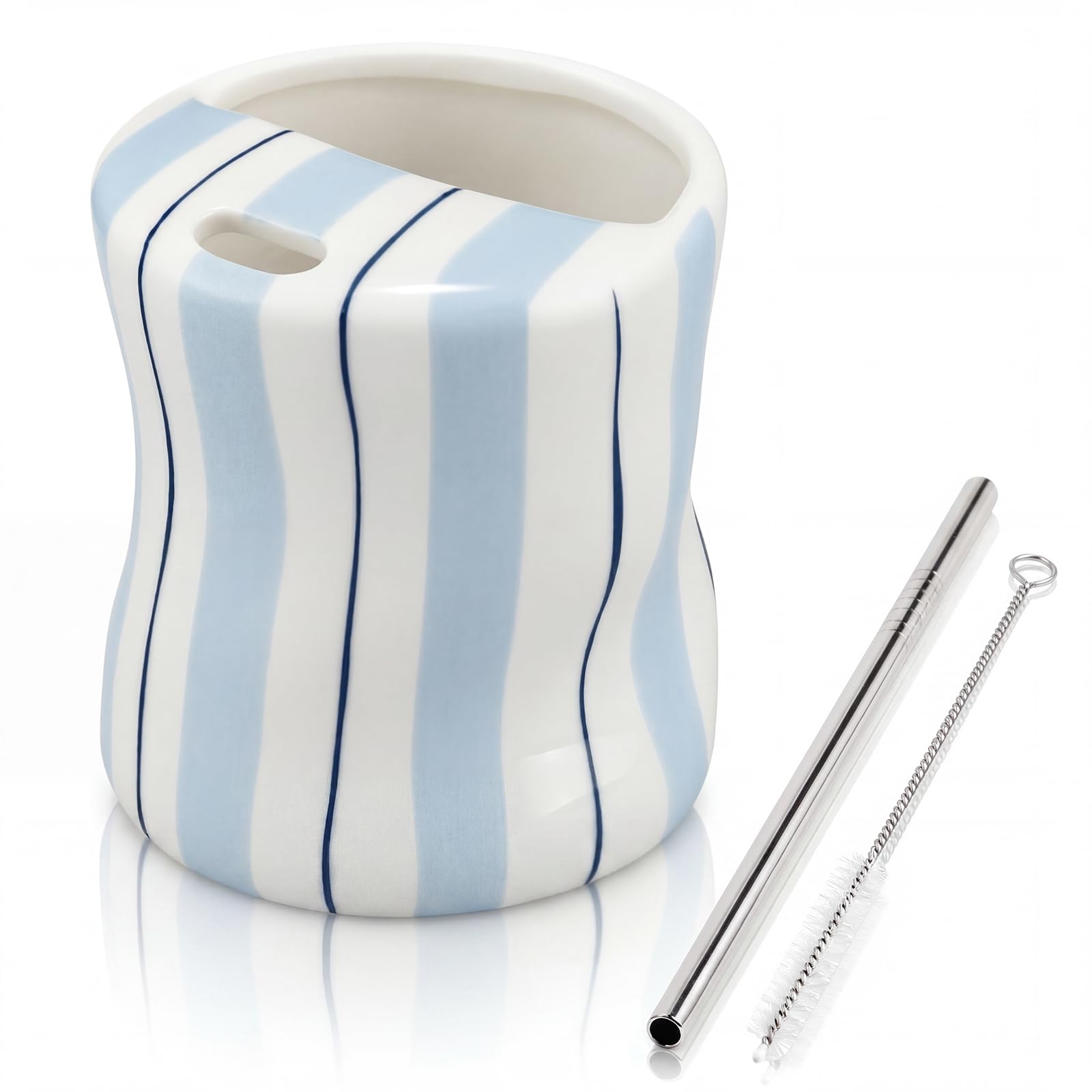 Yiyiring Ceramic Coffee Mug with Sip Hole 10oz