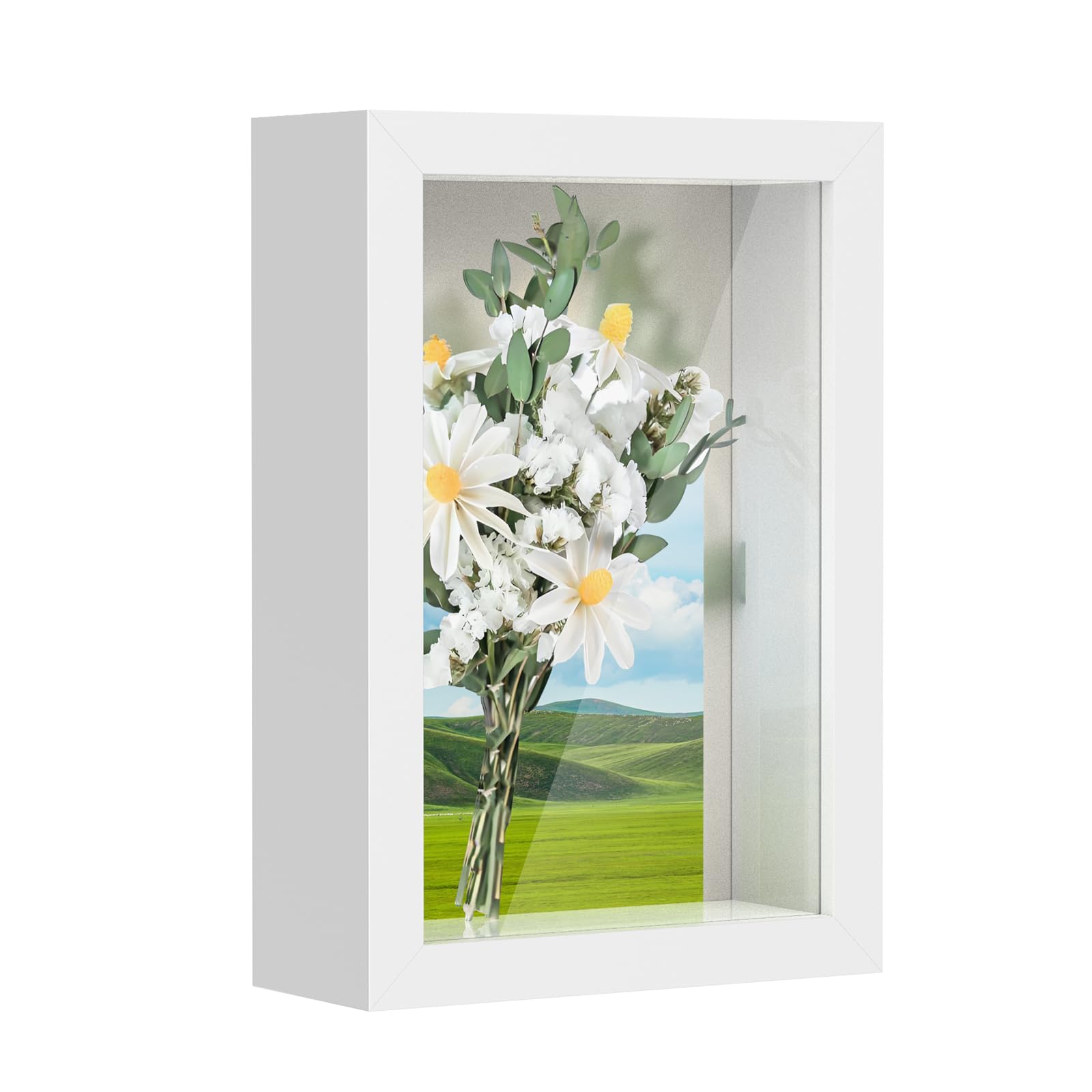 Anhow 4x6 Shadow Box Frame, 3D Picture Frame Display Cas with Real Transparent Glass for Photos, Memorabilia, Crafts, Souvenir, 