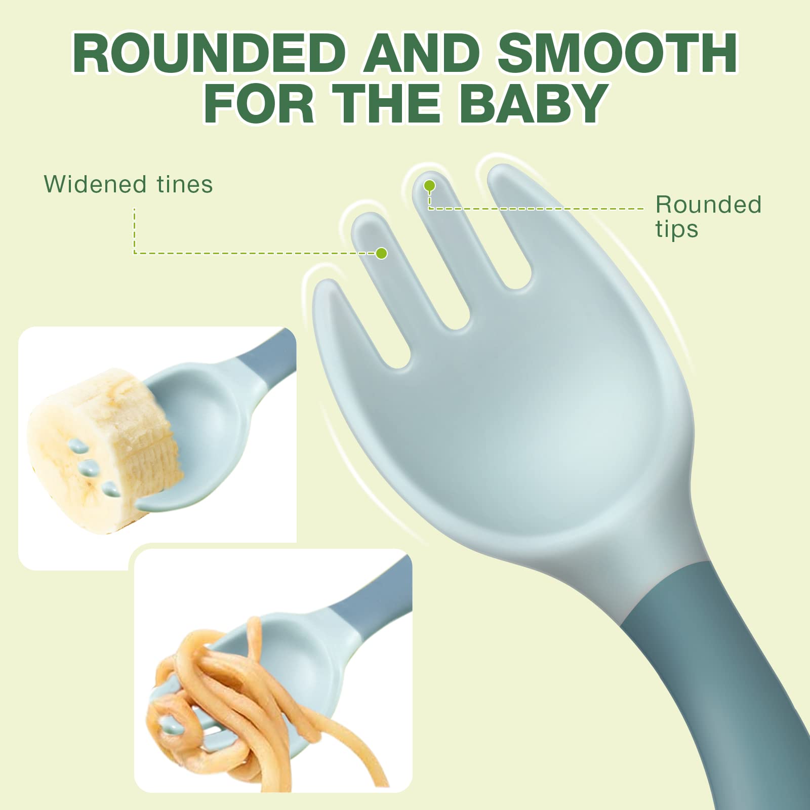 Toddler Utensils Baby Spoons and Forks Set with Case Bendable Self Feeding Training Flatware Silicone Spoon Fork for Kids Babies