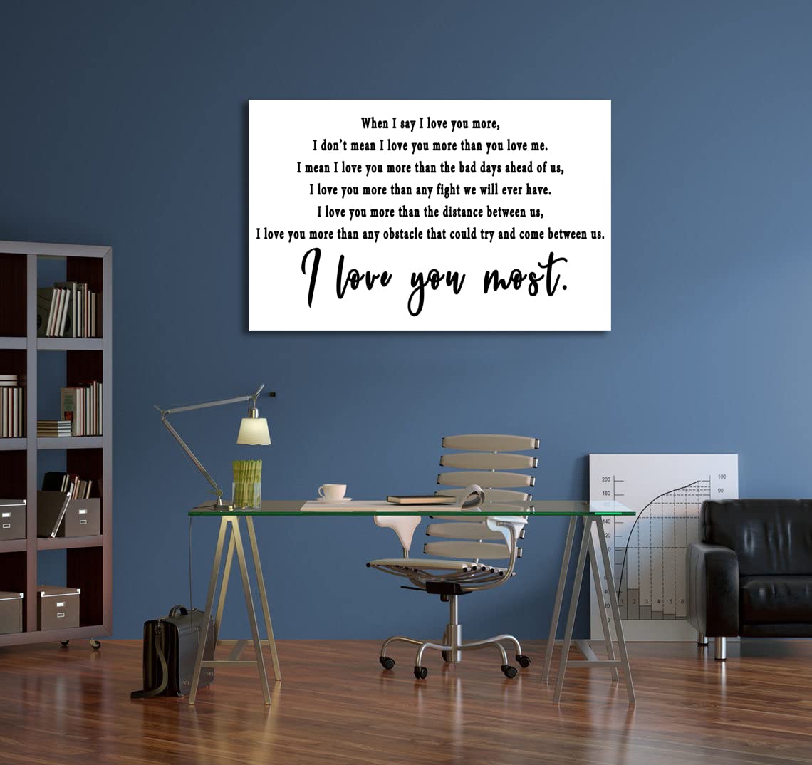 Nlktiyc I Love You More Wall Art,When I Say I Love You More Canvas Print,I Love You Most Decor,Black And White Master Bedroom Pi