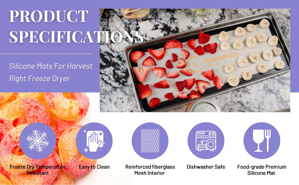 Crunch Co. Silicone Mats For Harvest Right Freeze Dryer (M - Medium) 5 Pack