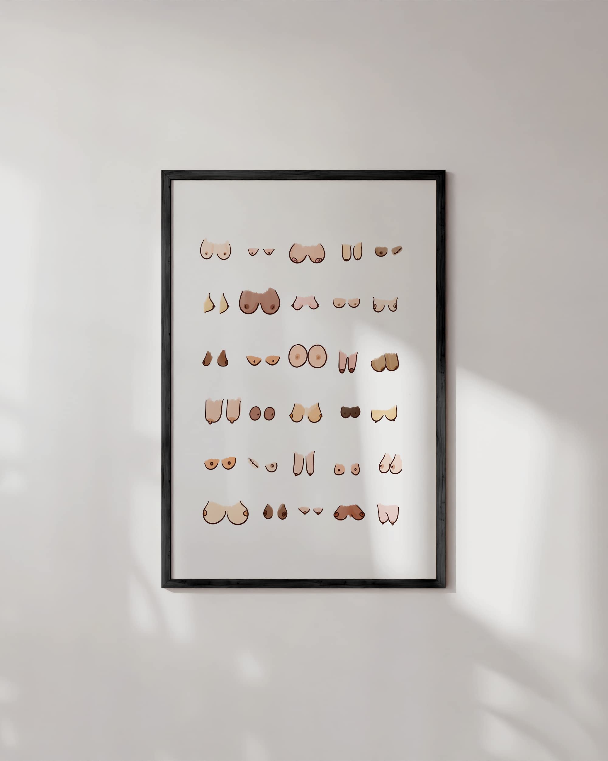 HAUS AND HUES Funny Bathroom Wall Art - Unframed Boobs Poster, 24x36 Inches