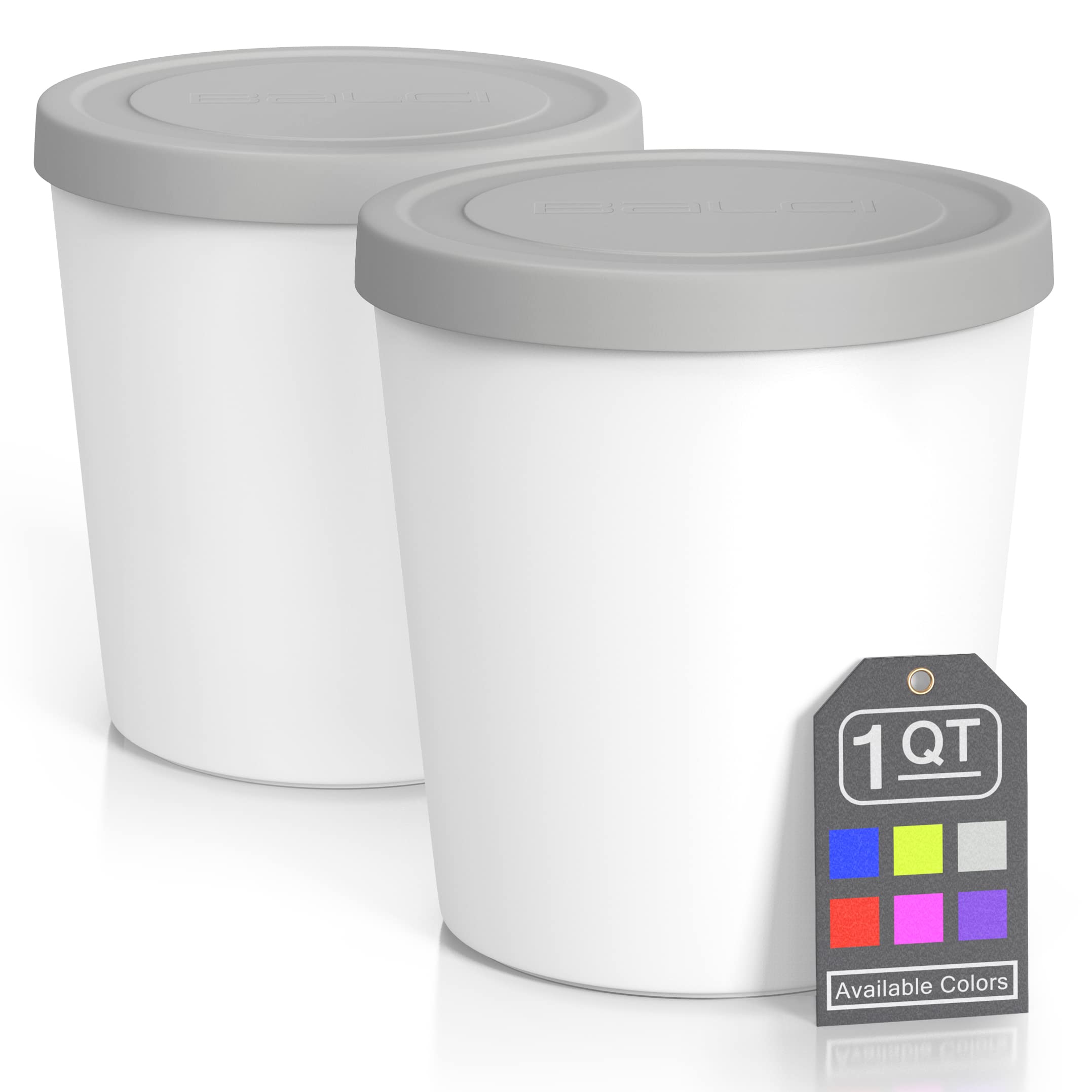 Balci - Premium Ice Cream Containers (2 Pack - 1 Quart Each) Perfect Freezer Storage Tubs With Lids For Ice Cream, Sorbet And Ge