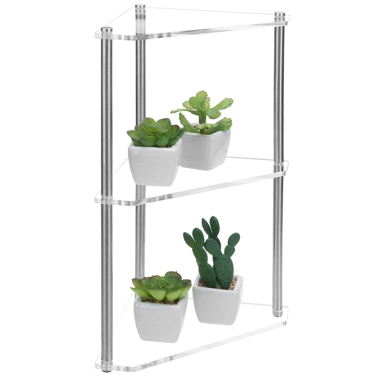 Mygift 3 Tier Clear Acrylic And Metal Tabletop Decorative Display Stand Desktop Corner Shelf, Tiered Bathroom Vanity Cosmetic Ma