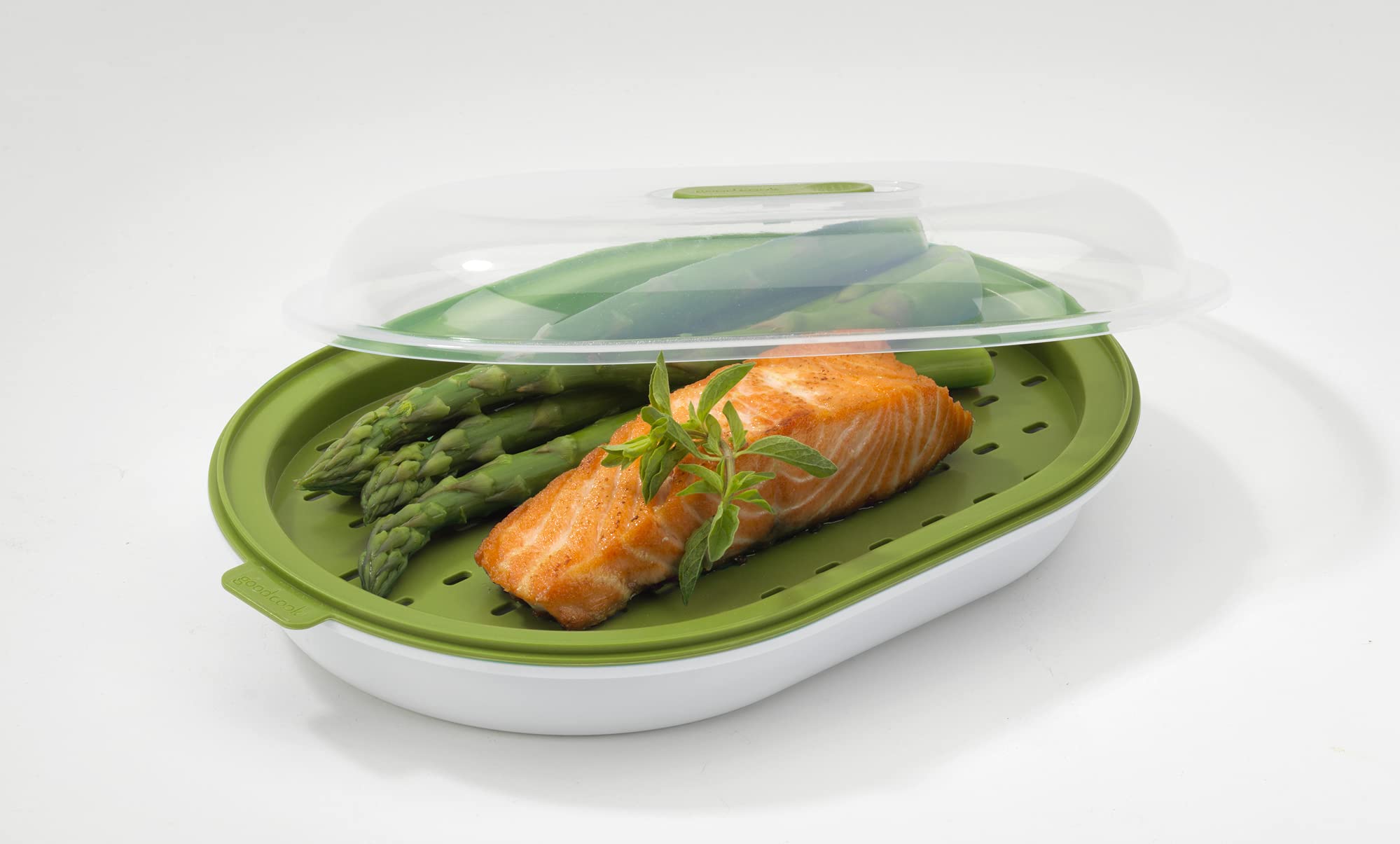 Goodcook Bpa-Free Plastic Microwave Vegetable And Fish Steamer, Green