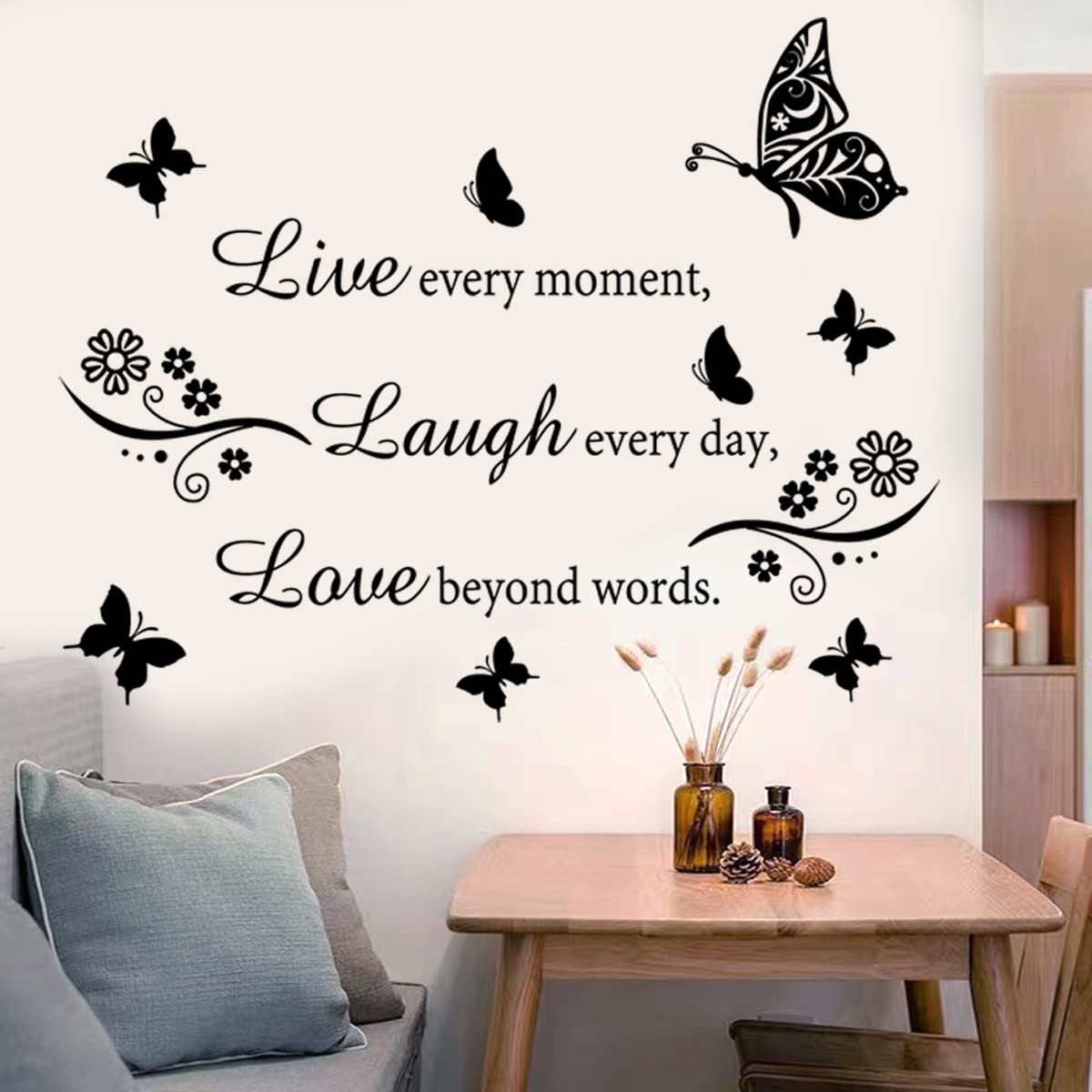 Wall Decal Quote Live Every Moment Laugh Every Day Love Beyond Words Wall Sticker Motivational Wall Decals Family Inspirational