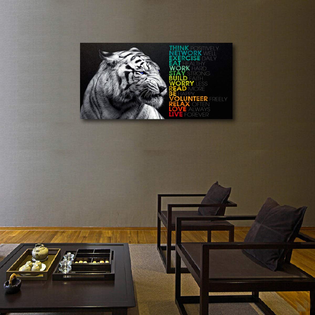 Animal Tiger Canvas Wall Art Motivational Quotes Motto Inspirational Picture Canvas Prints with Frame  Wall Art Decorative