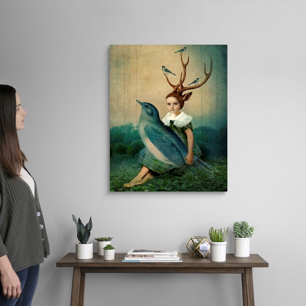 Canvas On Demand Sing Me A Song Canvas Wall Art Print By Catrin Welz-Stein, Contemporary, Figurative, Home Decor, Person, Wildli