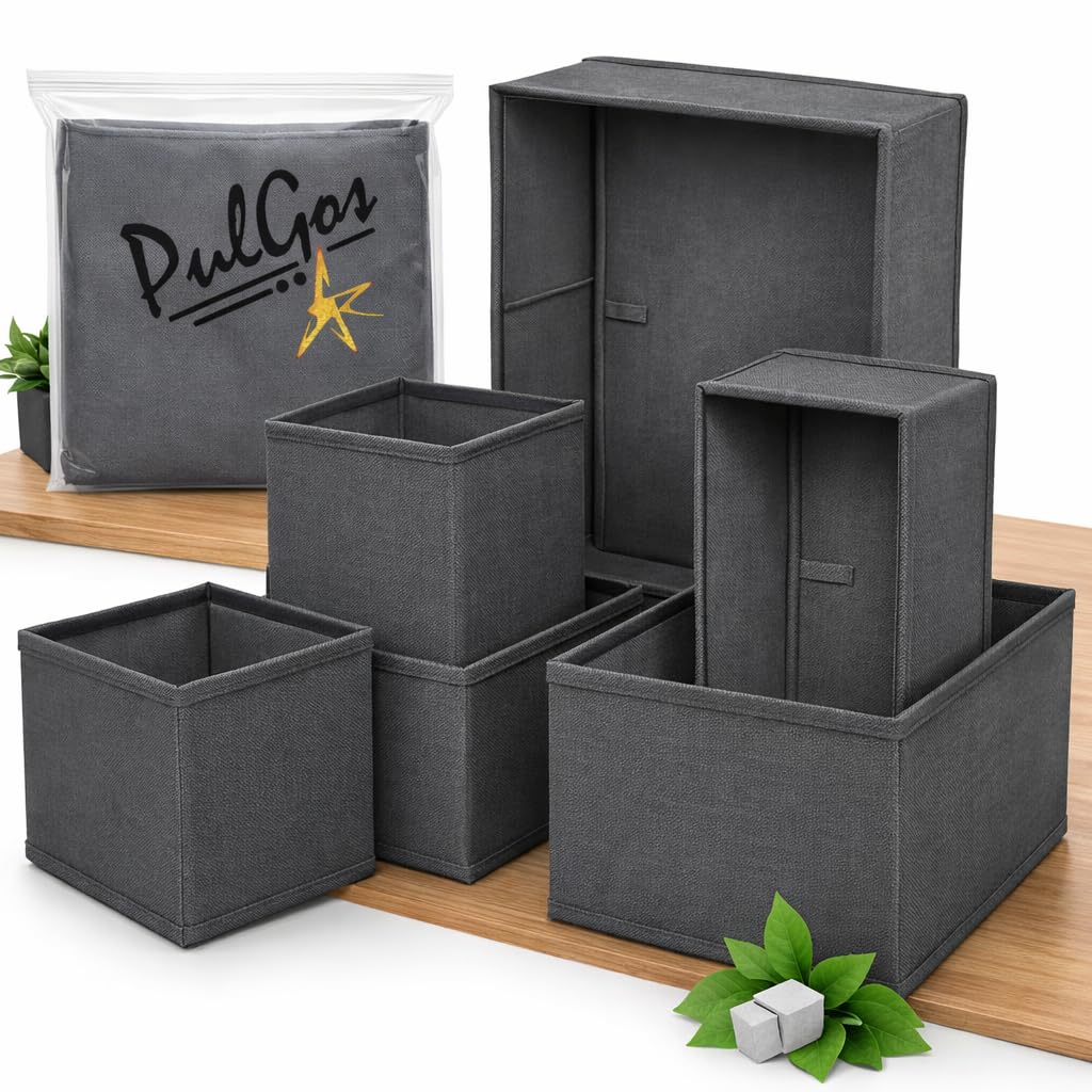 Pulgos  Foldable Drawer Organizer Box | Closet Storage Bins |Undergarments, Stationery & Accessories | Multipurpose Fabric Boxes