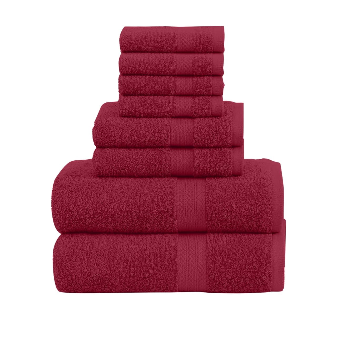 Quba Linen Towels Set Of 8 Pcs (Burgandy)