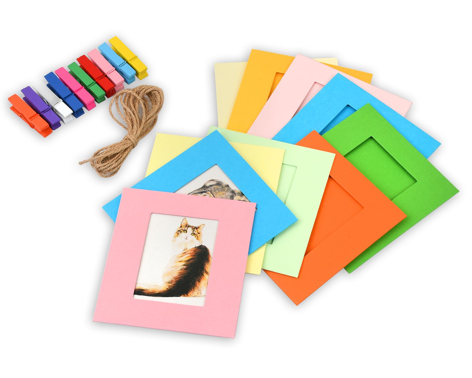 ds. distinctive style Pictures Wall Decor Hanging Mini Picture Frame, 10 Pieces Paper 2x3 Frame with String and Clips Compatible