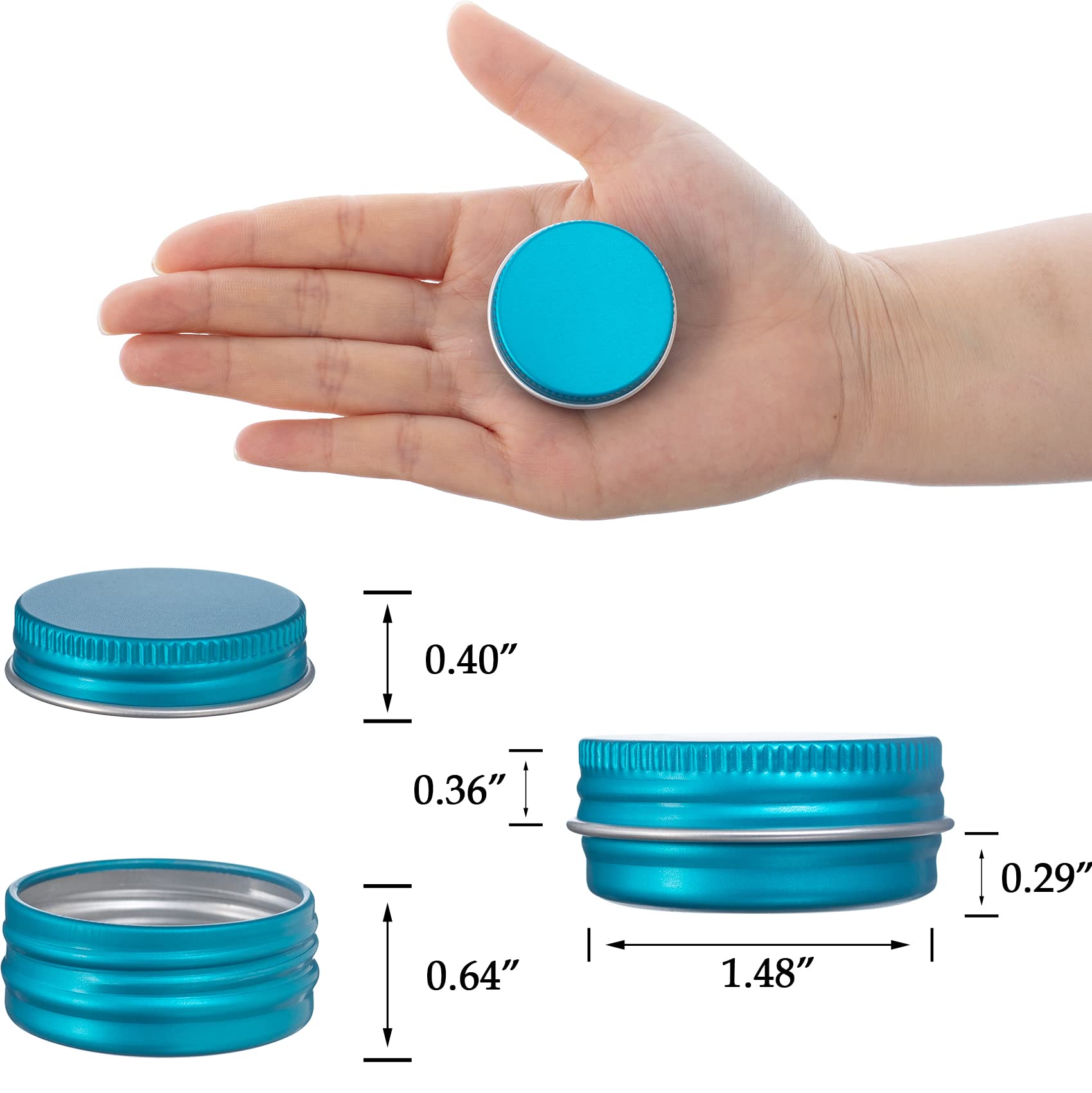 0.5 Oz Screw Top Aluminum Tin Jar With Screw Lid And Blank Labels (Lake Blue - Pack Of 32)