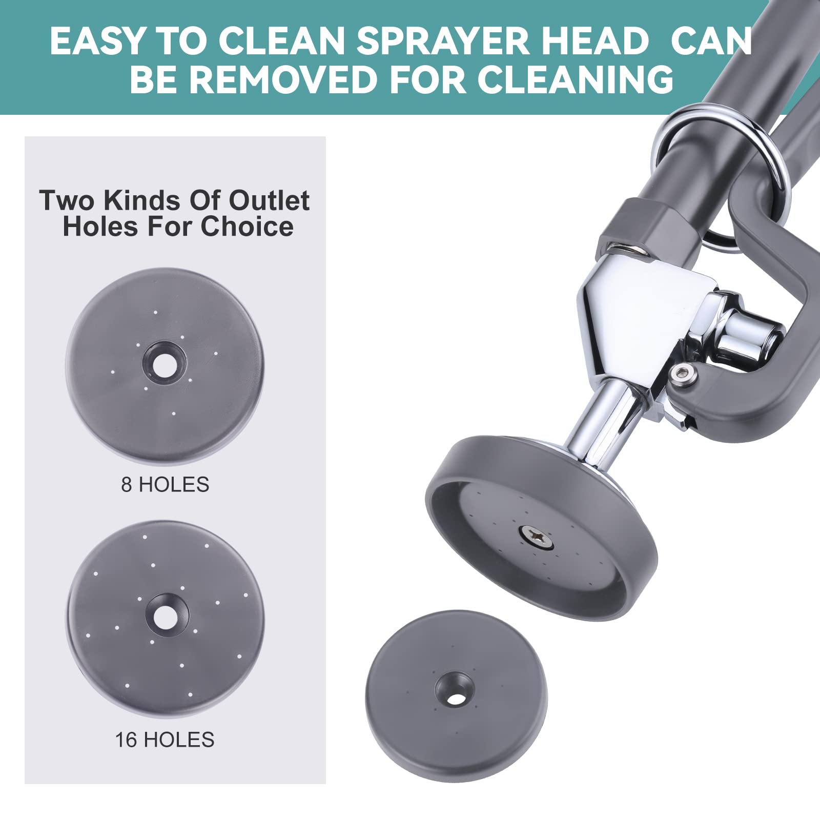 Iviga Pre Rinse Sprayer With Gray Handle Rubber Nozzles, 1.42 Gpm High Pressure Pull Down Spray Head, 7/8-20Unef Connector Handh