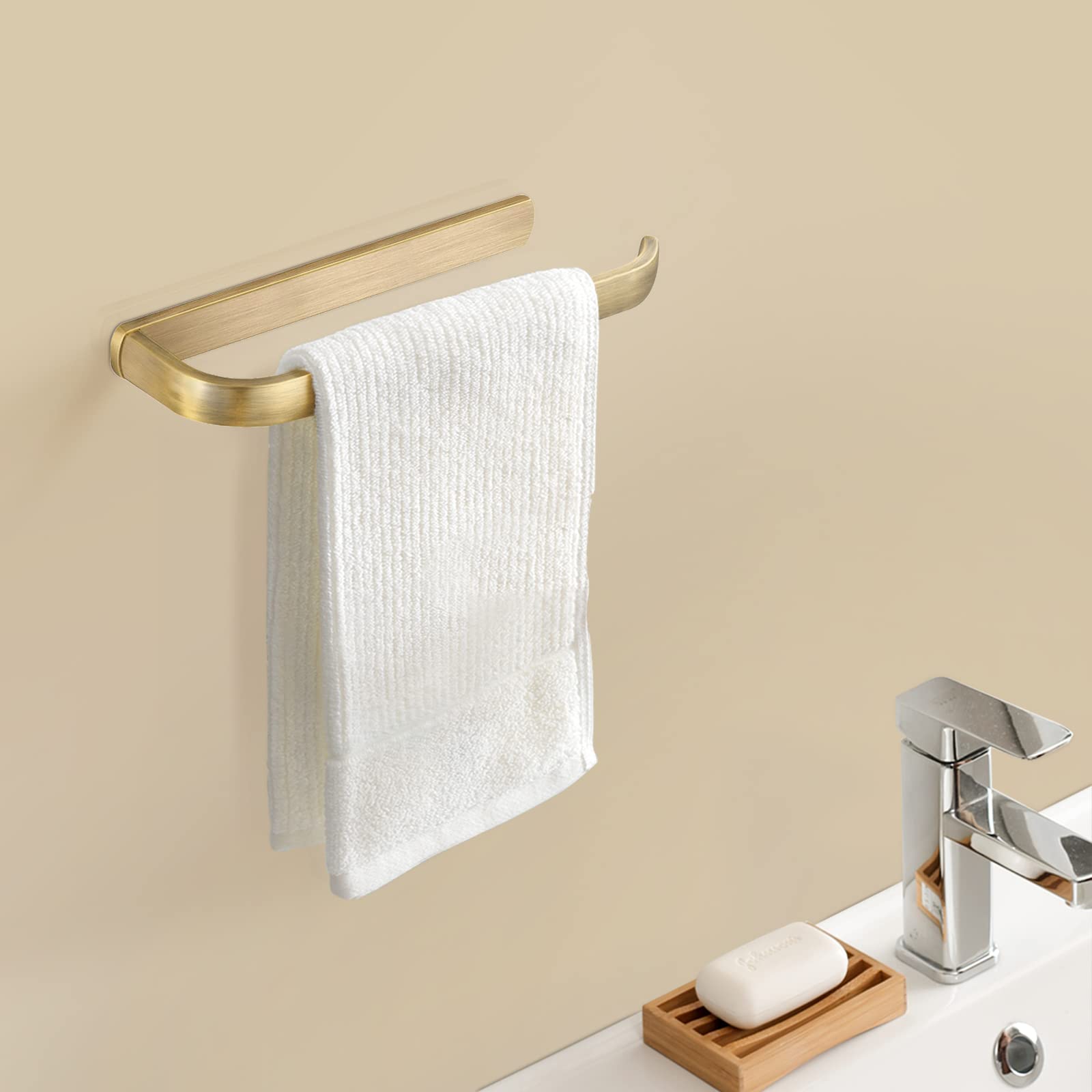 Bigbig Home Antique Toilet Paper Holder Set, Brushed Brass Towel Holder For Bathroom, Rustic Towel Ring Wall Mounted Vintage