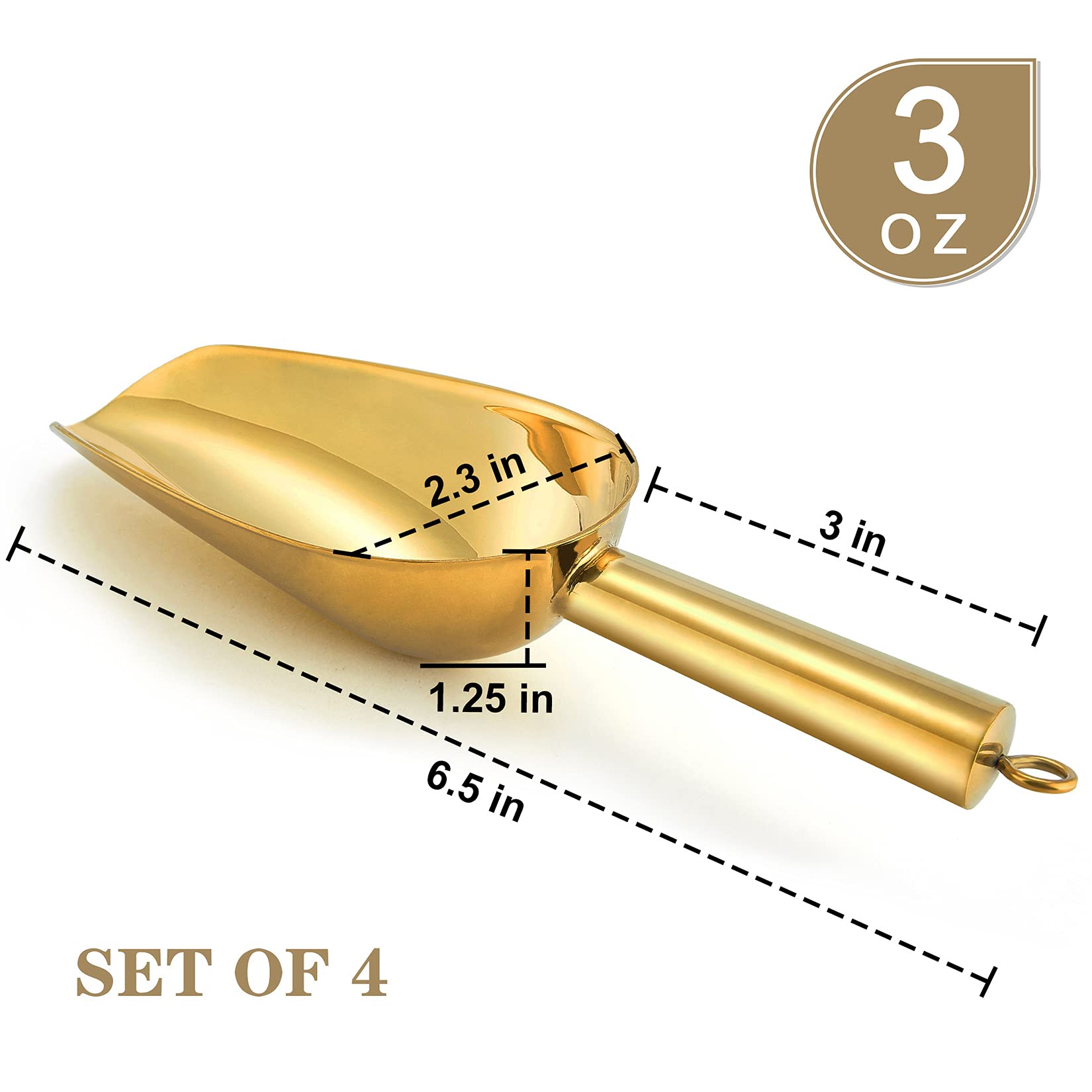 3Oz Mini Scoop Set Of 4, P&P Chef Stainless Steel Candy Sweet Ice Cube Scoop For Home Bar Buffet Wedding Canisters, Easy Clean &