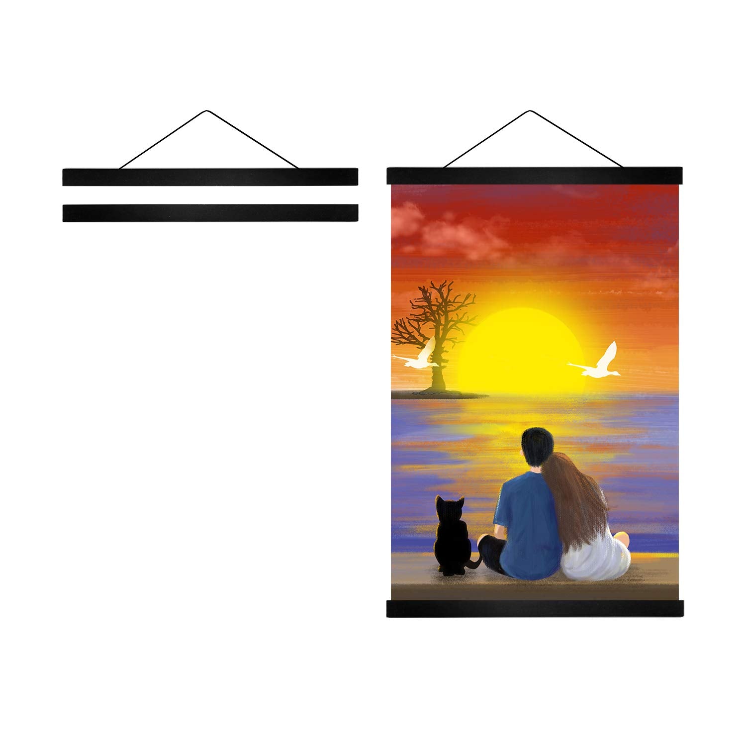 Radezon 24 Inch Wide Magnetic Poster Hanger Frame, 24X36 24X18 24X32 Wood Frame For Posters, Prints, Photos, Pictures, Maps, Scr