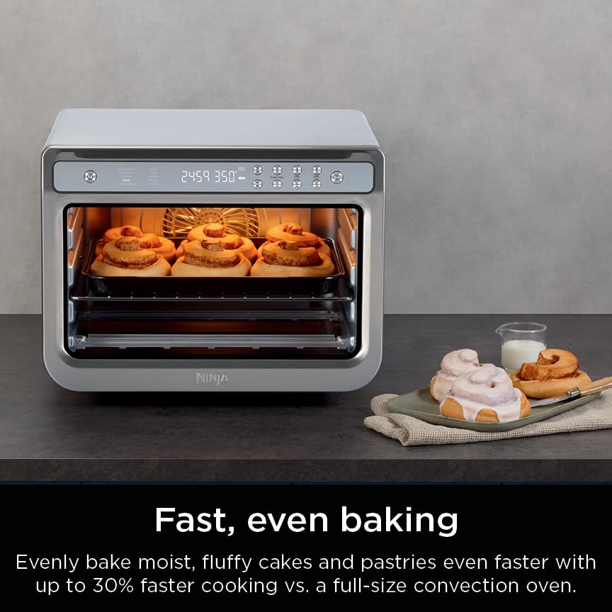 Ninja Air Fryer & Toaster Oven DT501 | 10-in-1 Stainless Steel | Bakes 20 Cookies & Fits 12lb Turkey | 1800 Watts