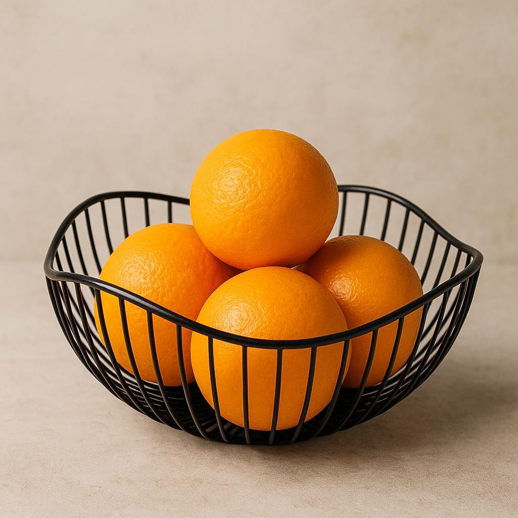 Amass Handicrafts Modern Wire Fruit Bowl Basket, Metal Storage Container, Suitable For Keeping Vegetables, Dining Table, Kitchen