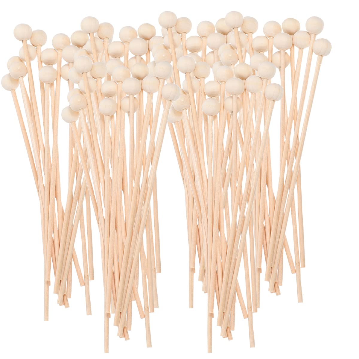 100 Pieces Rock Candy Sticks With Ball Wooden Sticks Wood Cake Sticks Drink Stirrer Sticks For Lollipop Coffee Appetizer Skewers