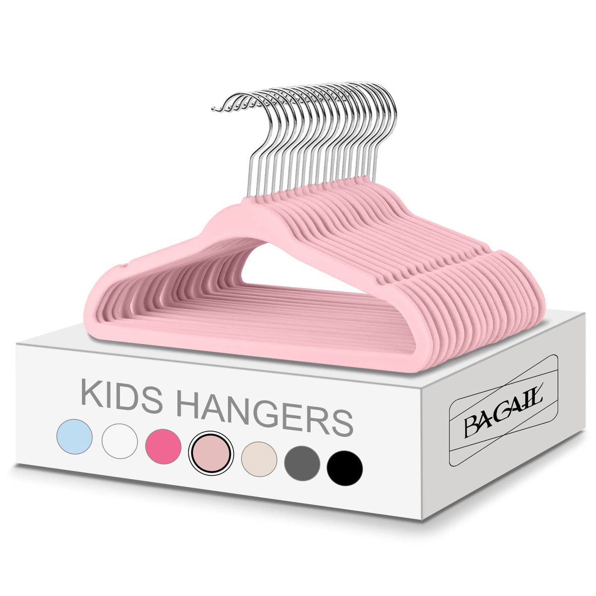 Bagial Kids Velvet Hangers 14 Inches Children'S Clothes Hangers Non-Slip Baby Hangers For Infant/Toddler (Pink,50Pack)