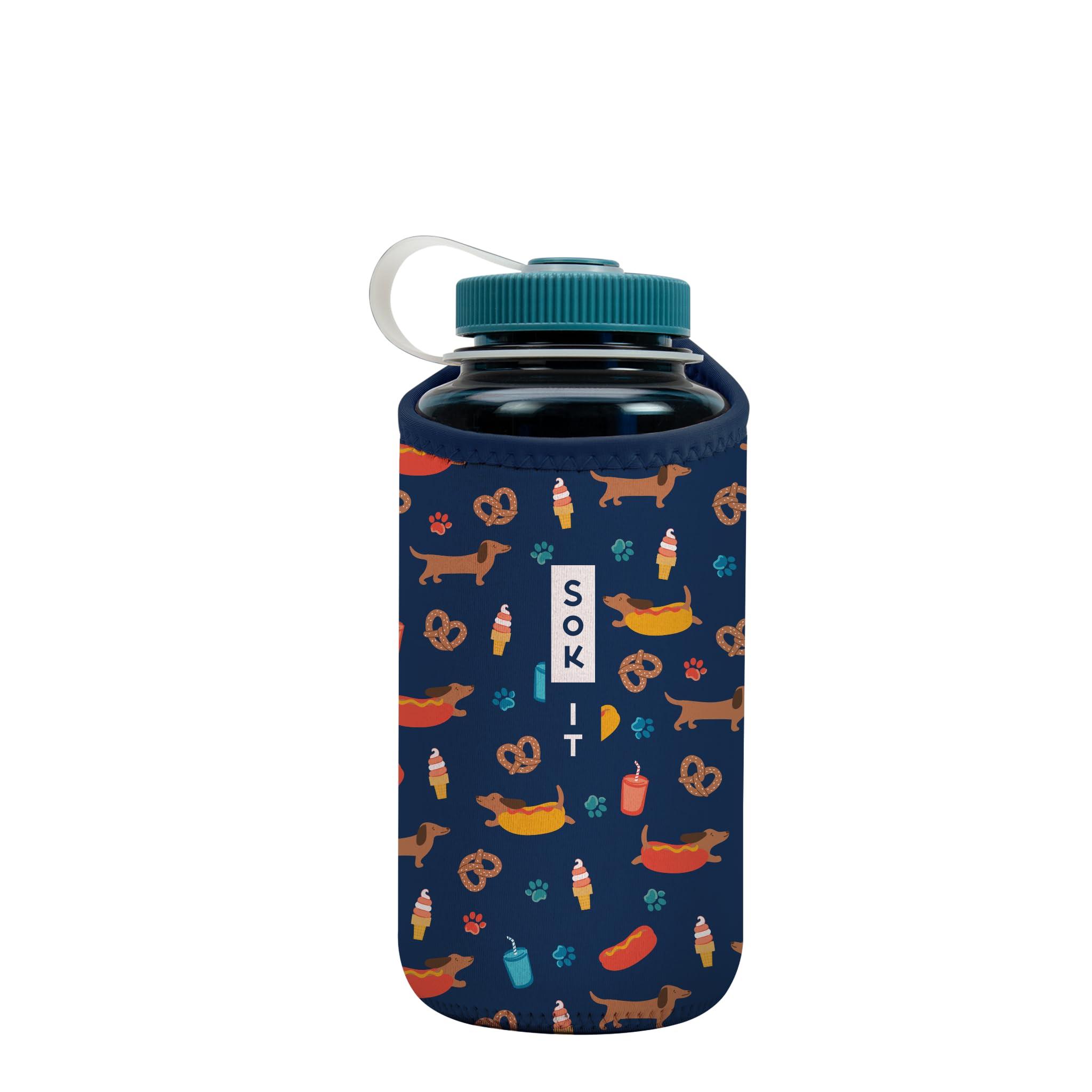 Sok It BotlSok Water Bottle Sleeve Insulated Neoprene Cover (Hot Dawgs, Fits 32oz Nalgene)