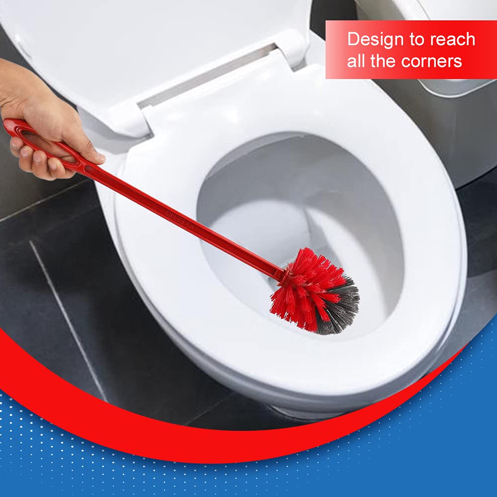 Cello Kleeno Eco Round Toilet Brush, 1Pc, Red And Grey
