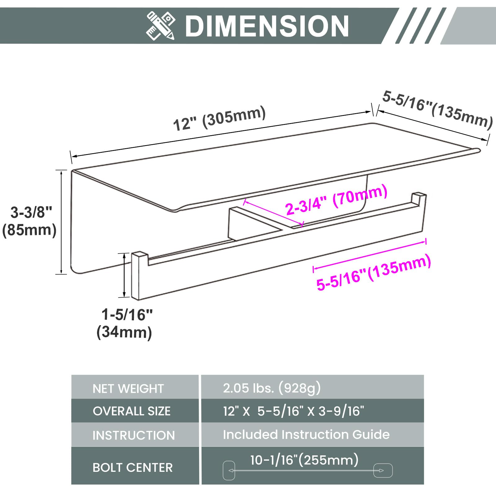 Black & Gold Toilet Paper Holder With Shelf, Suyar 304 Stainless Steel Double Toilet Tissue Roll Holder With Phone Storage Shelf