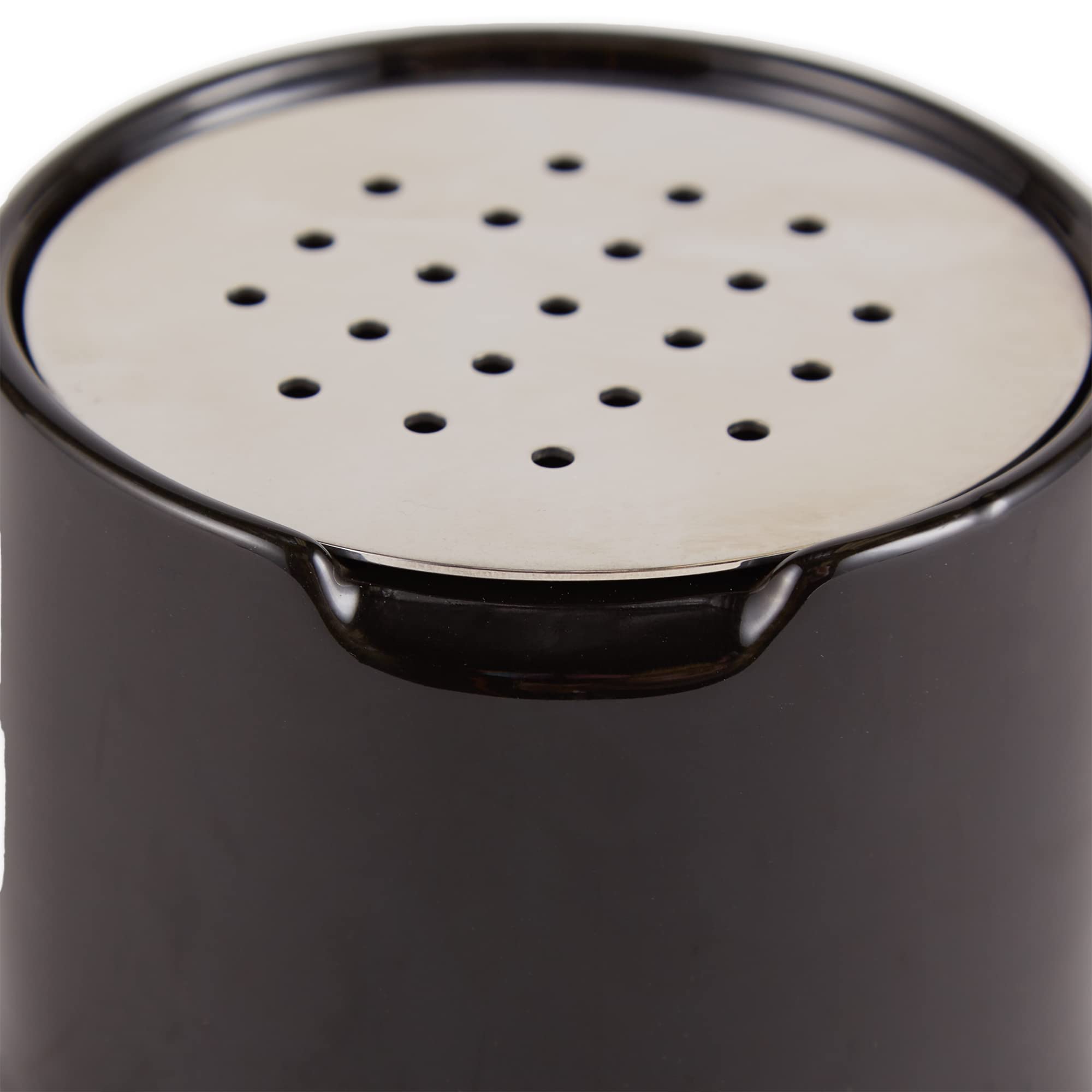 Rsvp Endurance Kitchen Collection Ceramic Fruit Fly Trap, Stainless Steel Lid, Dishwasher Safe, 3.25X3.5X4 Inch, Black