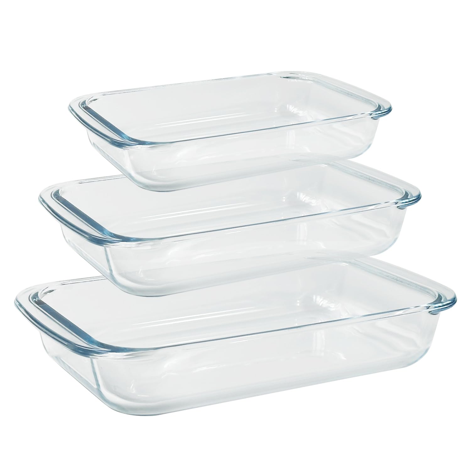 Basics Tempered Glass Oblong Baking Dishes Bundle 1 Quart, 1.5Qt and 2Qt, 3 Pcs Set