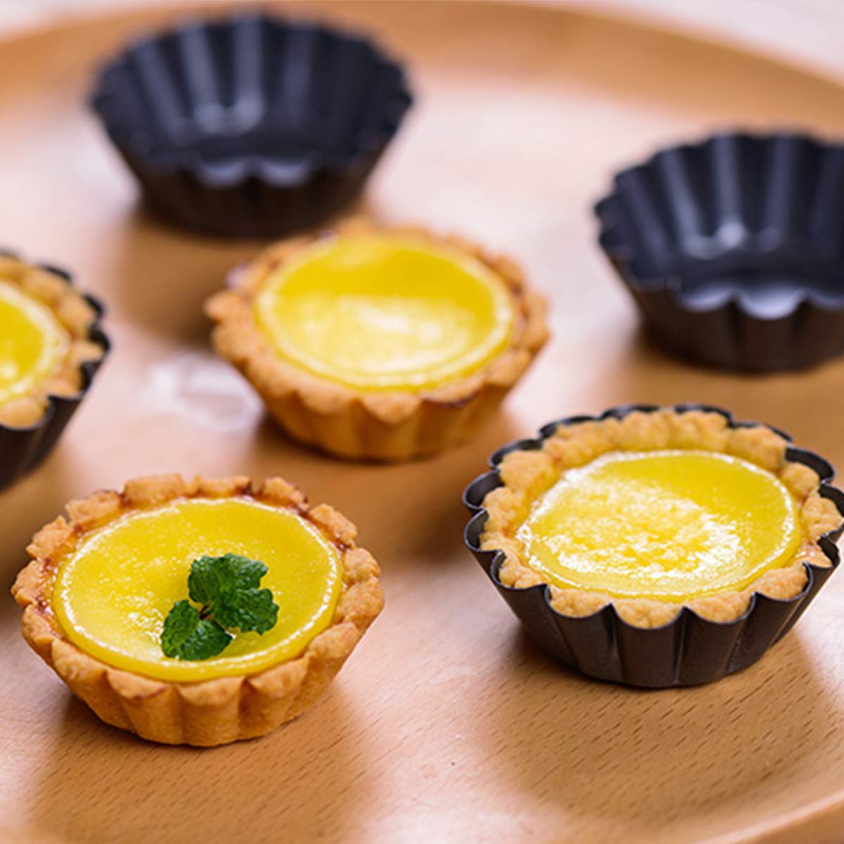 Amytalk 12 Packs Egg Tart Mold  Upgrade Bigger Size 3 x 0.9inch  Cupcake Cake Muffin Mold Tin Pan Baking Tool  Carbon Steel